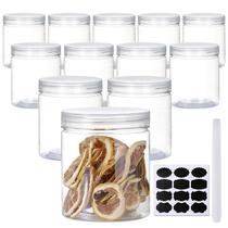 Frascos de plástico Yephets 500 ml com tampas, pacote com 12 unidades transparentes de 16 onças
