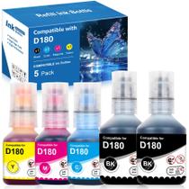 Frascos de Refil de Tinta Yongairuink D180 Kit com 5 Unidades BK C M Y