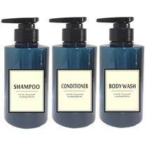 Frascos de shampoo PimyrCyi 300 ml recarregáveis com bomba (azul, 1 conjunto)