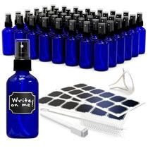 Frascos de spray Nevlers Blue Glass 120 ml, pacote com 48 unidades com funil e escova Frascos de spray Nevlers Blue Glass 120 ml, pacote com 48 unidades com funil e escova