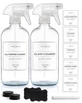 Frascos de spray Vine Creations Glass 500 mL, pacote com 2 rótulos