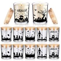 Frascos de vela de vidro de Halloween Ziliny de 10 unidades com tampas de cortiça 200 ml