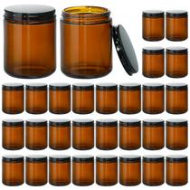 Frascos de vela KEYWING 240 ml de vidro âmbar com tampas de metal preto, pacote com 30 Frascos de vela KEYWING 240 ml de vidro âmbar com tampas de metal preto, pacote com 30