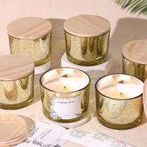 Frascos de vela Simeitol Gold 500 ml com tampas de bambu, 16 onças, 6 unidades