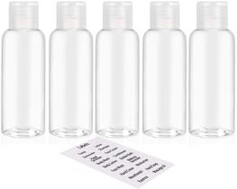 Frascos de viagem DNSEN 100 ml (kit com 5) de plástico com tampa flip Frascos de viagem DNSEN 100 ml (kit com 5) de plástico com tampa flip