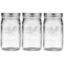 Frascos de vidro Ball Wide Mouth 32 onças/946 ml (pacote com 3) Frascos de vidro Ball Wide Mouth 32 onças/946 ml (pacote com 3)