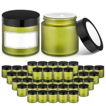 Frascos de vidro Bumobum 2 onças/60 ml com tampas, pacote com 48 unidades verdes redondas