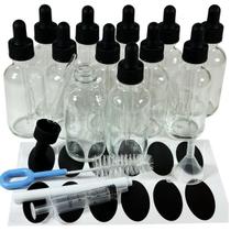 Frascos de vidro com conta-gotas 60 ml, kit com 12 unidades, transparentes para óleos Frascos de vidro com conta-gotas 60 ml, kit com 12 unidades, transparentes para óleos