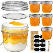 Frascos de vidro ComSaf Wide Mouth 240 mL com tampas, frasco de vidro de 6 unidades Frascos de vidro ComSaf Wide Mouth 240 mL com tampas, frasco de vidro de 6 unidades