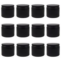 Frascos de vidro Cornucopia 60mL revestidos de preto com tampa de metal preta