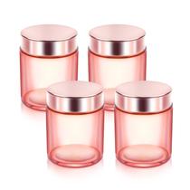 Frascos de vidro Cositina, pacote com 4, 100 ml, rosa, com tampas rosa-douradas
