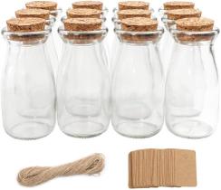 Frascos de vidro CUCUMI 12 unidades de 100 mL com tampas de cortiça para lembrancinhas