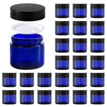 Frascos de vidro Hoa Kinh 2 onças/60 ml azuis, pacote com 24 unidades com tampas e forros