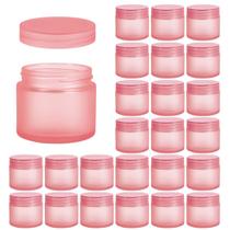 Frascos de vidro Hoa Kinh, 2 onças/60 ml, pacote com 24 unidades, rosa fosco com tampas