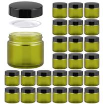 Frascos de vidro HOA Kinh 2 onças/60 ml verdes foscos com tampas, pacote com 24