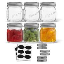 Frascos de vidro JoyJolt 240 ml, pacote com 6 tampas, rótulos e medidas Frascos de vidro JoyJolt 240 ml, pacote com 6 tampas, rótulos e medidas