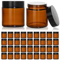 Frascos de vidro KEYWING 120 ml com tampas pretas, pacote com 36 unidades, âmbar de 4 onças Frascos de vidro KEYWING 120 ml com tampas pretas, pacote com 36 unidades, âmbar de 4 onças