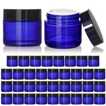 Frascos de vidro KEYWING 60 mL com tampas pretas, pacote com 35, azul redondo Frascos de vidro KEYWING 60 mL com tampas pretas, pacote com 35, azul redondo