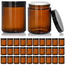 Frascos de vidro KEYWING Amber 240 mL com tampas pretas, 30 pacotes Frascos de vidro KEYWING Amber 240 mL com tampas pretas, 30 pacotes