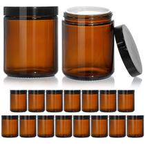 Frascos de vidro KEYWING Amber 240 ml com tampas pretas, pacote com 15, 8 onças