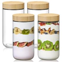 Frascos de vidro NETANY, pacote com 4, 710 mL com tampas herméticas e tampas de bambu