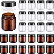 Frascos de vidro Norme 4 onças/120 ml com tampas à prova de vazamentos, redondos, 24 unidades