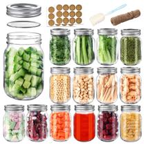 Frascos de vidro PINIWON 480 ml, pacote com 15 tampas e faixas herméticas