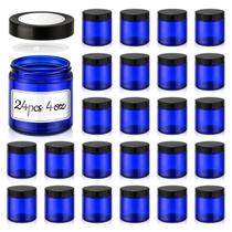 Frascos de vidro Tecohouse 120 ml azuis com tampas pretas, pacote com 24 unidades de 4 onças Frascos de vidro Tecohouse 120 ml azuis com tampas pretas, pacote com 24 unidades de 4 onças