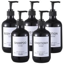 Frascos dispensadores de shampoo Mithrgrous 500 ml (pacote com 5) pretos Frascos dispensadores de shampoo Mithrgrous 500 ml (pacote com 5) pretos