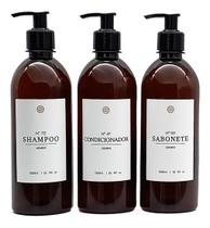Frascos Dispenser Ambar 3Pçs Shampoo Condicionador Sabonete - Universos Encaixados