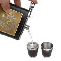 Frascos drinkware 8oz aço inoxidável cccp padrão hip frascos com copos recipiente hip frascos