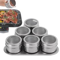 Frascos magnéticos da especiaria com os recipientes de tempero da especiaria das latas de aço inoxidável da cremalheira Frascos magnéticos da especiaria com os recipientes de tempero da especiaria das latas de aço inoxidável da cremalheira