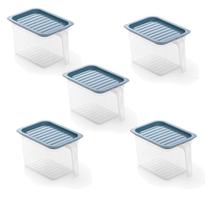 Frascos para alimentos com tampa, conjunto de 5 de 1,1 L - Celeste Frascos para alimentos com tampa, conjunto de 5 de 1,1 L - Celeste