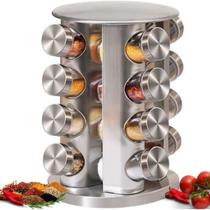 Frascos Para Temperos Com Base Rotativa Inox Vidro Organização Funcional Envio Rápido Frascos Para Temperos Com Base Rotativa Inox Vidro Organização Funcional Envio Rápido