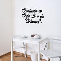 Frase Aplique de Parede Cantinho do Café e da Cachaça MDF Preto Decorativo Casa Sala Cozinha Escultura Vazada - Mongarte decor