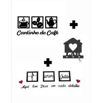 Frase ''Aqui Tem Deus'' Porta-Chaves ''Cantinho do Café''