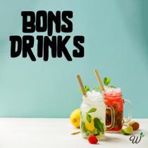 Frase de Parede 3D Bons Drinks em Mdf Preto Exclusivo