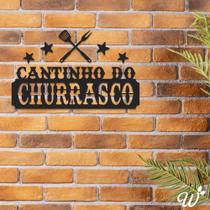 Frase de Parede 3D Cantinho do Churrasco em Mdf Preto Exclusivo - Woodecora