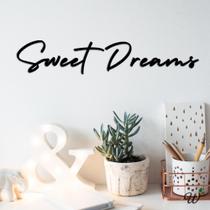 Frase de Parede 3D Sweet Dreams em Mdf Preto Exclusivo - Woodecora