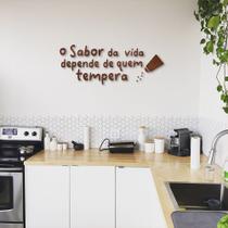 Frase de Parede Cozinha Sabor da Vida 150x57 Marrom