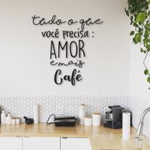 Frase de Parede em Relevo Amor e Café 120x118 Preto