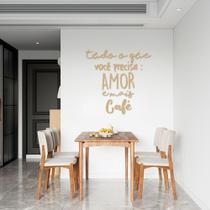 Frase de Parede em Relevo Amor e Café 60x59 Areia Areia