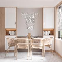 Frase de Parede em Relevo Amor e Café 60x59 Branco Branco