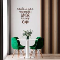 Frase de Parede em Relevo Amor e Café 80x78 Marrom Marrom