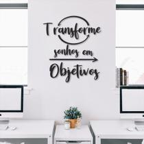 Frase de Parede em Relevo Transforme Sonhos 60x52 Preto Preto