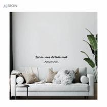 Frase de Parede Livrai-nos de Todo Mal Amém com Coração MDF Lettering Decoração Frase de Parede Livrai-nos de Todo Mal Amém com Coração MDF Lettering Decoração