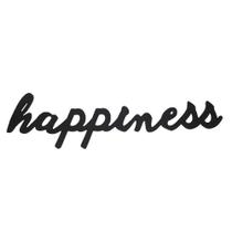 Frase Decorativa em MDF Preto - Happiness