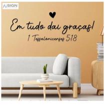 Frase Decorativa *Em Tudo Dai Graças Com Coração* Decorativo em MDF Preto