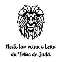Frase "Neste lar reina o leão.." + Leão Decorativo Mdf Preto