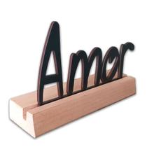 Frase Palavra de Mesa em MDF com Base de Madeira de Pino Frase Palavra de Mesa em MDF com Base de Madeira de Pino